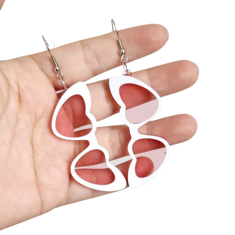 Wholesale Clear Acrylic Heart Shaped Sunglasses Earrings